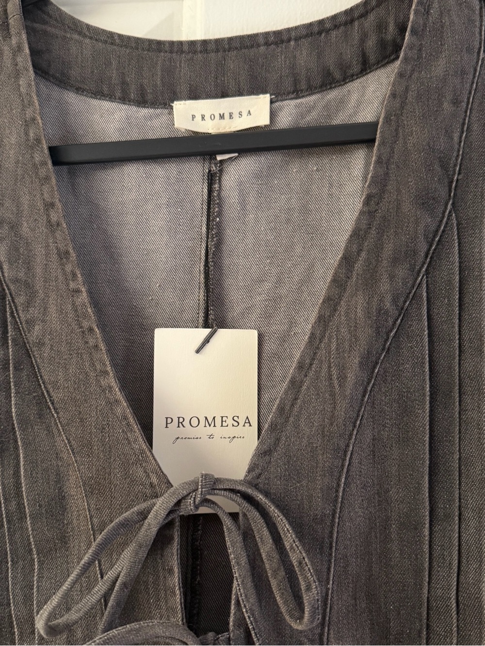 VICI-Terez Front Tie Denim Romper(M) - Picture 6 of 6